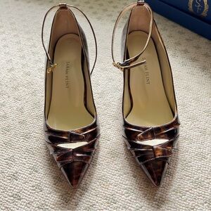 Sarah Flint Madison 50 Size 38 Tortoise Patent Block Heel